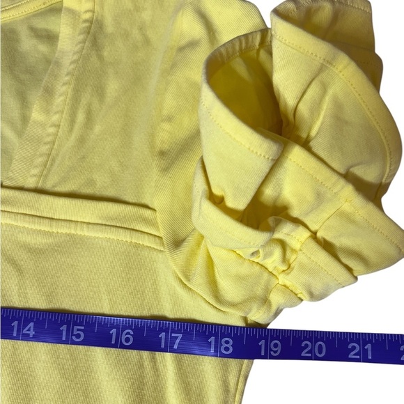 LILLY PULITZER Calla Yellow Square Neck Ruffle Sleeve Short Sleeve T Shirt - Picture 7 of 11